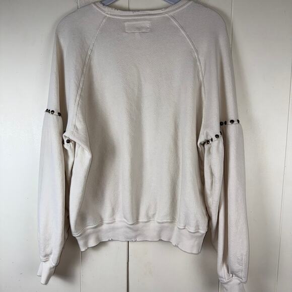 THE GREAT Pullover Crew Neck Sweatshirt Bishop Sleeve Stud Trim Size 2 - Picture 4 of 7